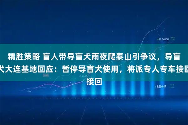 精胜策略 盲人带导盲犬雨夜爬泰山引争议，导盲犬大连基地回应：暂停导盲犬使用，将派专人专车接回
